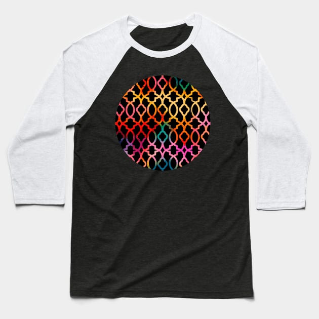 Modern abstract trellis stencil texture digital Baseball T-Shirt by dvongart